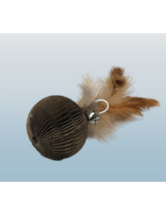 Palla In Cartone Con Piuma e Campanellino. Giochi Per Gatti 2