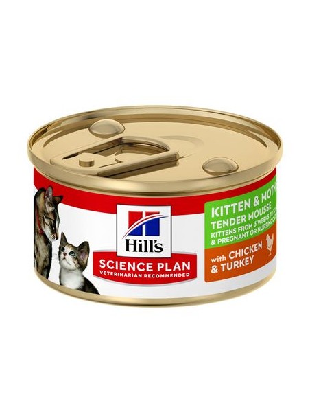 Hill's Feline Kitten & Mum Mousse Pollo e Tacchino GR.85. Cibo per cuccioli di gatto