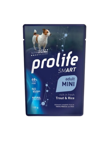 Prolife Busta Smart Adult Mini Trota E Riso gr 100. Cibo Umido Per Cani