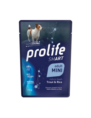 Prolife Busta Smart Adult Mini Trota E Riso gr 100. Cibo Umido Per Cani