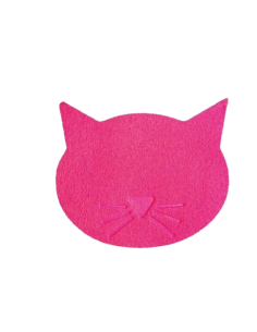Tappetino in PVC testa Gatto Rosa 43x37 cm . Accessori per gatti
