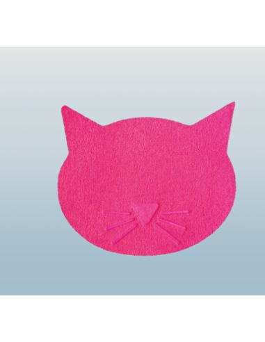Tappetino in PVC testa Gatto Rosa 43x37 cm . Accessori per gatti