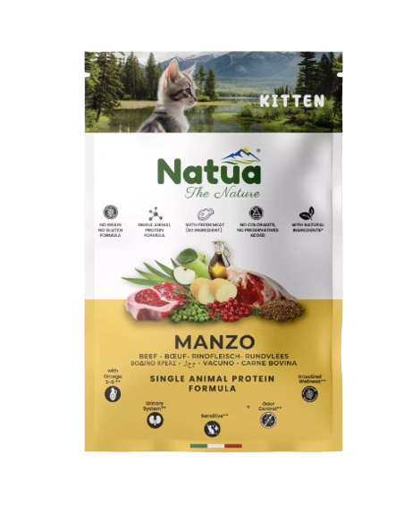 Natua Dry Cat Kitten Manzo kg 1,5. Cibo Secco per Cuccioli di gatto .