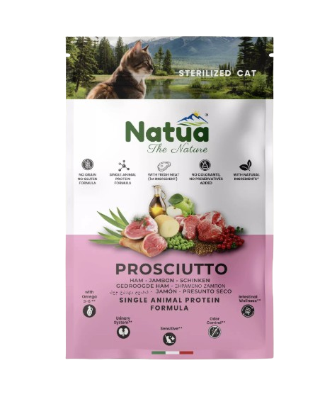 Natua Dry Cat Sterilized Prosciutto kg 1,5.Cibo Secco per gatti .