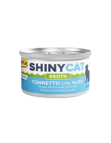 Gimcat Shinycat Broth Tonnetto con Alici gr 70. Cibo Umido per Gatti.
