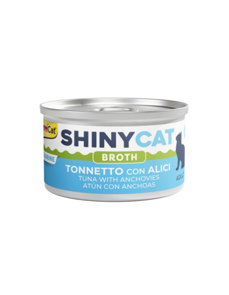 Gimcat Shinycat Broth Tonnetto con Alici gr 70. Cibo Umido per Gatti.