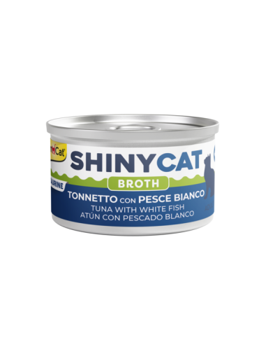 Gimpet Shinycat Broth CON Tonnetto e Pesce Bianco gr 70. Cibo Umido Per Gatti.