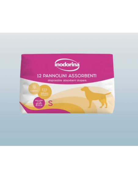 Inodorina Pannolini Assorbenti misura small  12 pezzi. Igienici per cani .