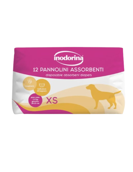 Inodorina Pannolini Assorbenti misura xsmall  12 pezzi. Igienici per cani .