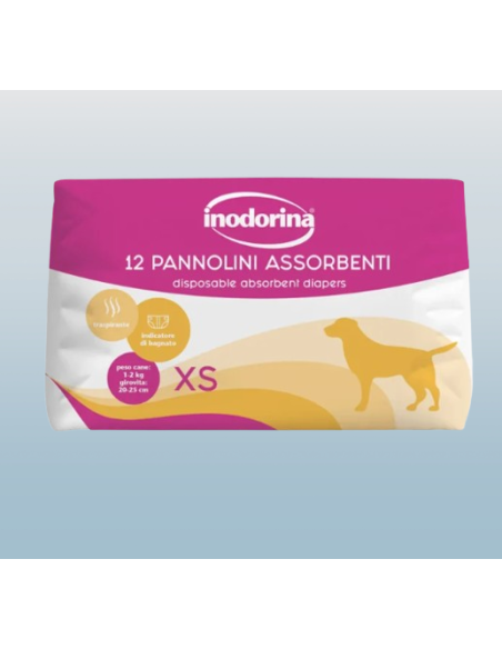 Inodorina Pannolini Assorbenti misura xsmall  12 pezzi. Igienici per cani .