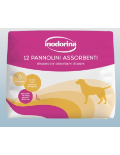 Inodorina Pannolini Assorbenti misura large  12 pezzi. Igienici per cani .