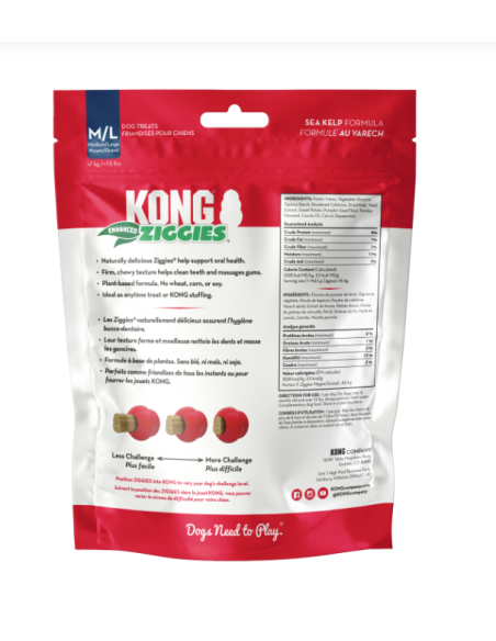 Kong Ziggies Enhanced Adult medium Large 227 gr . Snack per cani