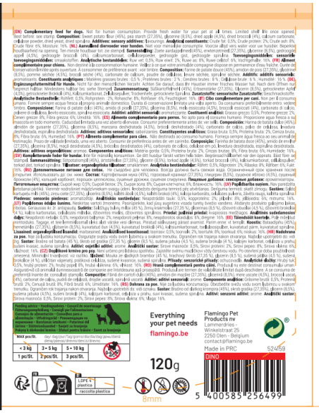 Veggie Dino Con Mele 8 pezzi 120 gr. Snack Per Cani .