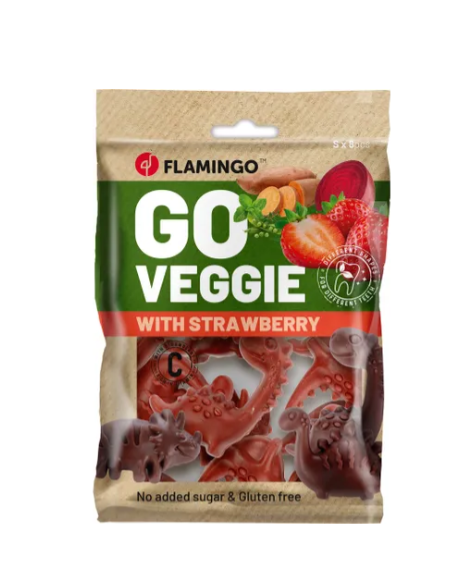 Veggie Dino Con Fragola 8 pezzi 120 gr. Snack per cani .