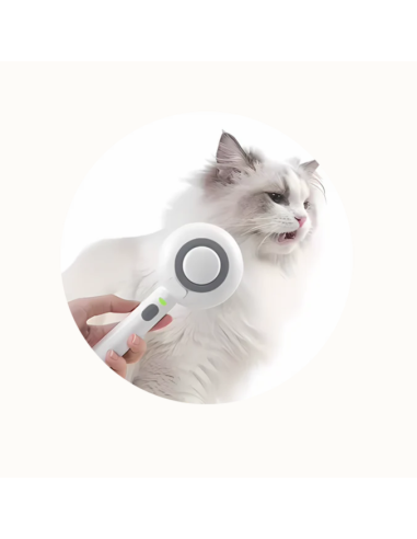 Spazzy Spazzola Portatile Con Nebulizzatore  a Freddo bianca . Toelettatura per cani e gatti.