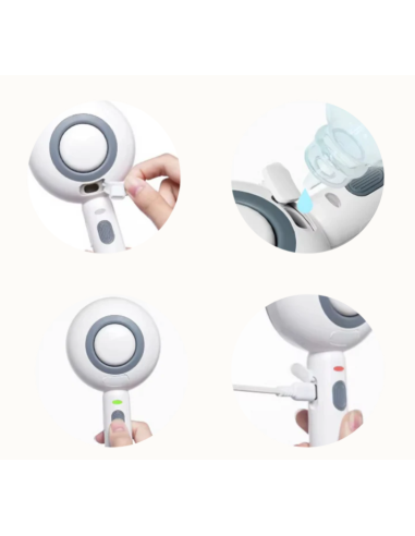 Spazzy Spazzola Portatile Con Nebulizzatore  a Freddo bianca . Toelettatura per cani e gatti.