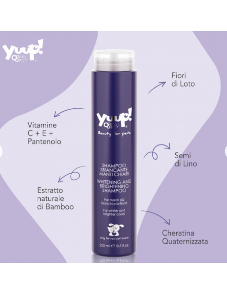 Yuup Shampoo Sbiancante Manti Chiari ml 250. Toelettatura per cani .
