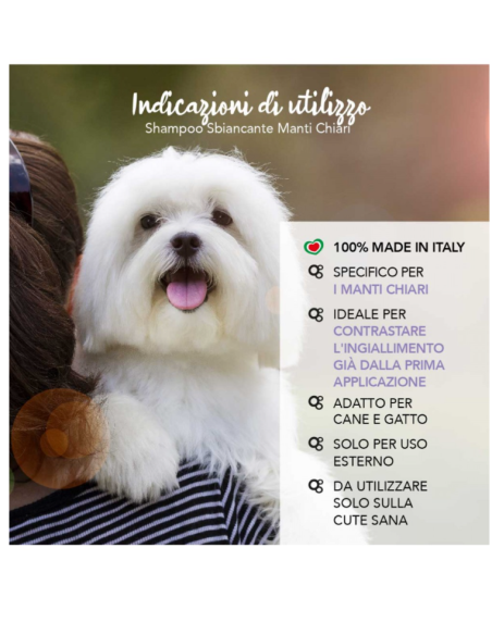 Yuup Shampoo Sbiancante Manti Chiari ml 250. Toelettatura per cani .