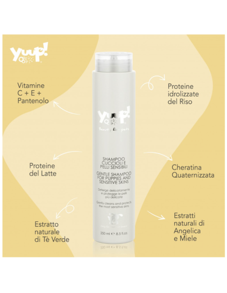 Yuup Shampoo Cuccioli e Pelli Sensibili ml 250. Toelettatura per cani.