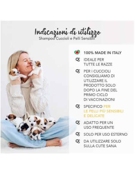 Yuup Shampoo Cuccioli e Pelli Sensibili ml 250. Toelettatura per cani.