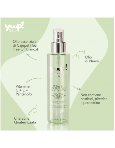 Yuup Spray Al Tea Tree Oil e Olio Di Neem ml 150. Igienici per cani.