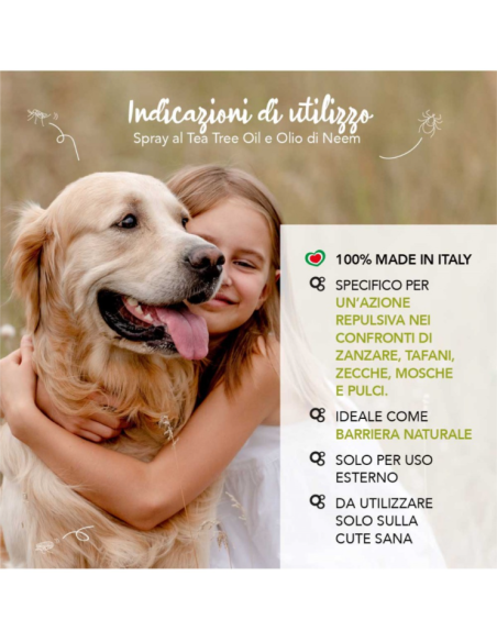 Yuup Spray Al Tea Tree Oil e Olio Di Neem ml 150. Igienici per cani.