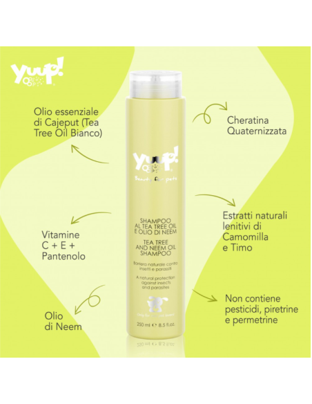 Yuup Shampoo Tea Tree Oil e Olio Di Neem ml 250. Toelettatura per cani