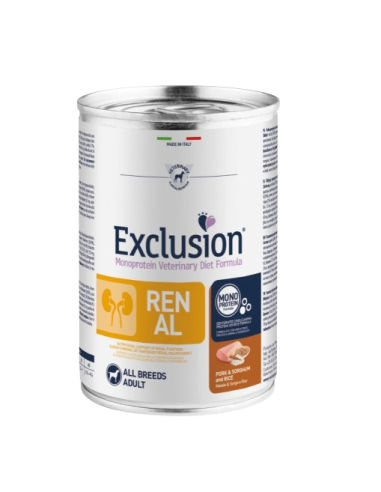 Exclusion Diet Renal Maiale e Sorgo gr 400. Diete - Cibo Umido Per Cani