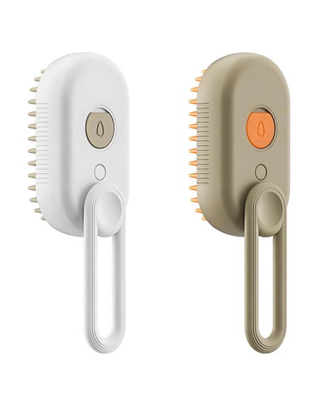 Spazzy Spazzola Portatile Con Nebulizzatore a Freddo Beige . Toelettatura per cani.