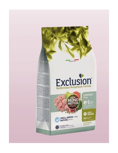 Exclusion Mono Noble Grain Mature Pollo Small Breed gr 500. Crocchette per cani