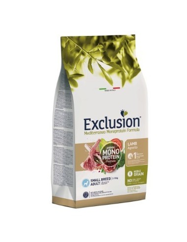 Exclusion Mono Noble Grain Agnello Small Breed gr 500. Crocchette per cani