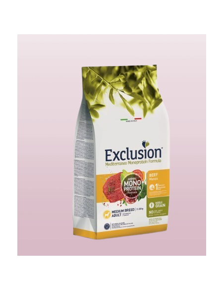 Exclusion Mono Noble Grain Manzo Medium kg 12. Crocchette per cani
