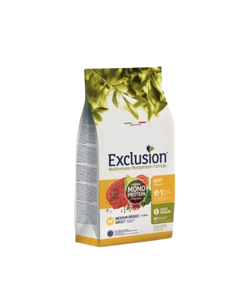 Exclusion Mono Noble Grain Manzo Medium kg 12. Crocchette per cani