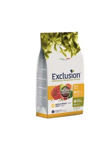 Exclusion Mono Noble Grain Manzo Medium kg 12. Crocchette per cani