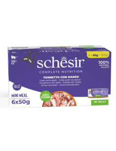 Schesir Cat Tonnetto con Filetti di Manzo 6x50 Gr. Cibo Umido per Gatti Adulti Pelo Corto 2