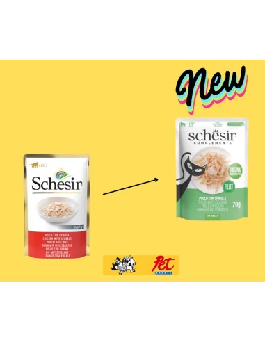 Schesir Soft Busta Filetti di Pollo con Spigola Gr 70 Cibo Umido per Gatti