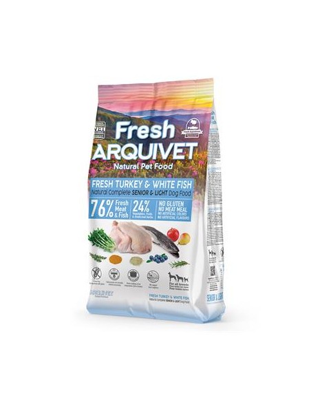 Arquivet Fresh Senior Light Tacchino e Pesce Bianco kg 2,5. Crocchette per cani.