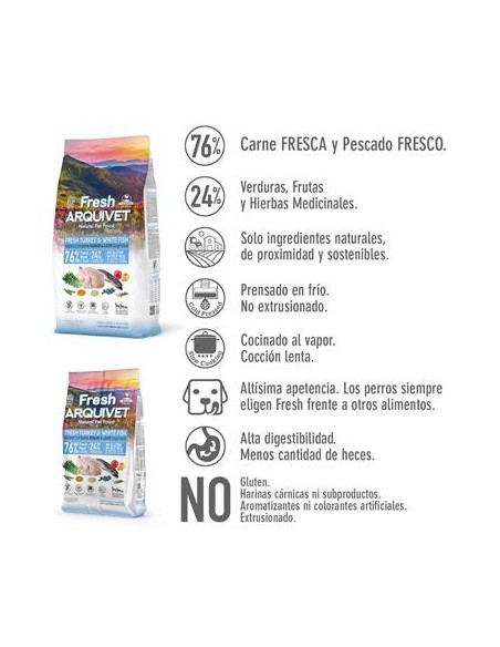 Arquivet Fresh Senior Light Tacchino e Pesce Bianco kg 2,5. Crocchette per cani.