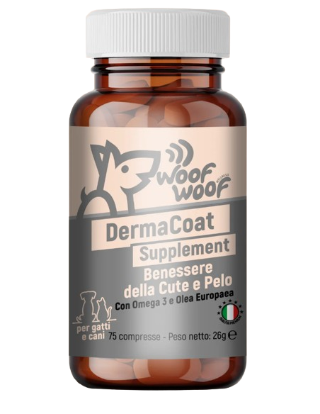 Woof Woof Derma Coat Supplement 75 compresse. Integratori per cani.