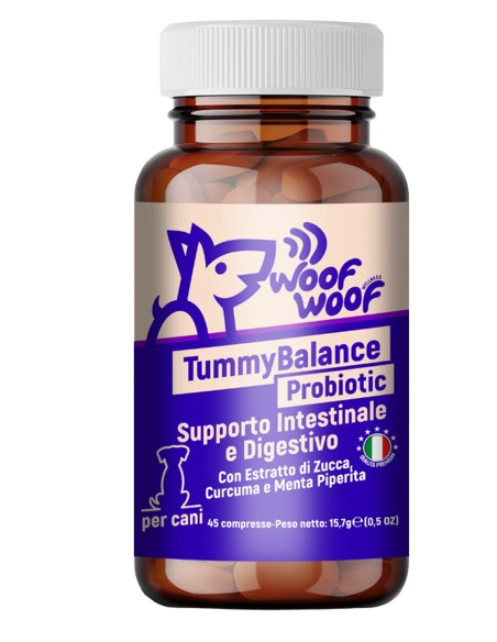 Woof Woof Tumy Balance Probiotic 45 compresse. Integratori per cani