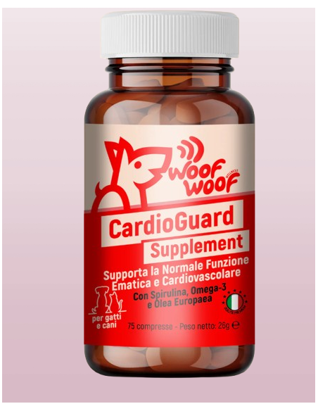 Woof Woof Cardio Guard Supplement 75 compresse. Integratori per cani.