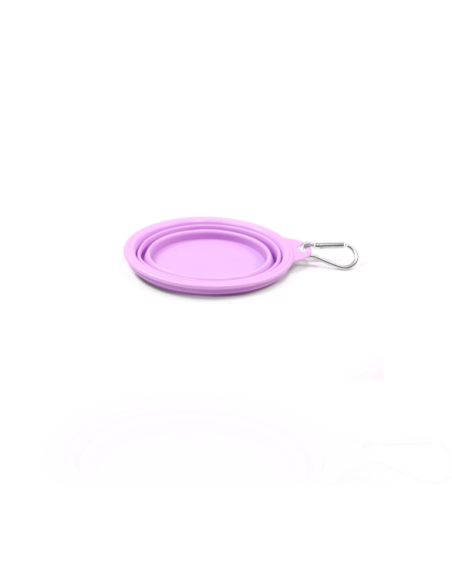Ciotola Pieghevole Con Moschettone Medium Rosa . Ciotole per cani.