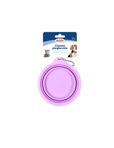 Ciotola Pieghevole Con Moschettone Medium Rosa . Ciotole per cani.