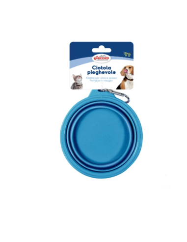 Ciotola Pieghevole Con Moschettone Medium Blu . Ciotole per cani