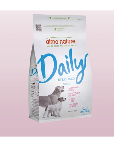 offerta Almo Daily Dog Sterilised Maiale e Riso Kg.12 All Breeds. Crocchette per cani
