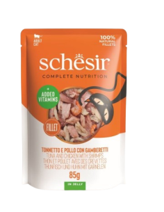 Schesir Cat Busta Tonno Pollo e Gamberetti gr 85. Mangime Umido Per Gatti 2