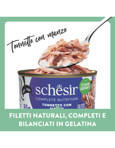 Schesir Tonnetto con Filetti di Manzo Gr.85 Cibo Umido per Gatti