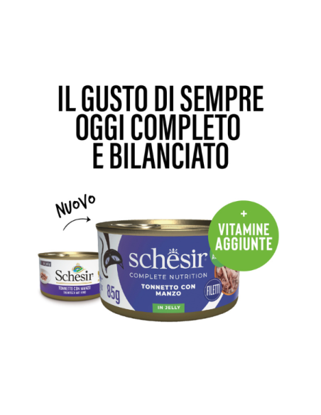 Schesir Tonnetto con Filetti di Manzo Gr.85 Cibo Umido per Gatti