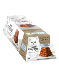 Gourmet Revelation Bocconcini in Gelée con Pesce Bianco 4x gr.57. Cibo Umido per gatti