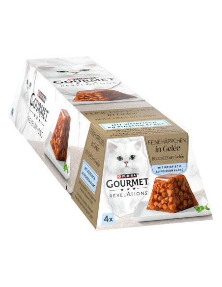 Gourmet Revelation Bocconcini in Gelée con Pesce Bianco 4x gr.57. Cibo Umido per gatti